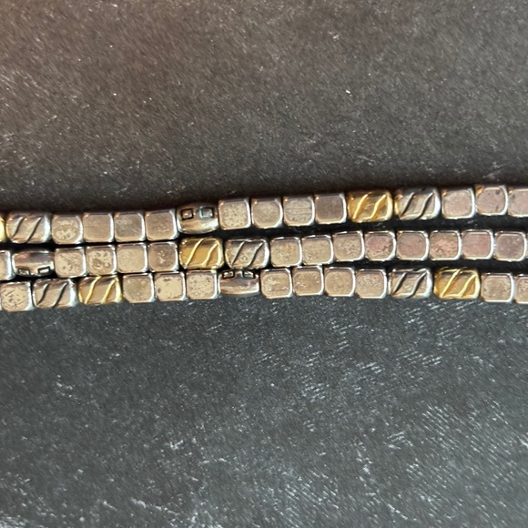 Brighton Silver Gold Tone Three Strand Cube Bracelet - Picture 7 of 9